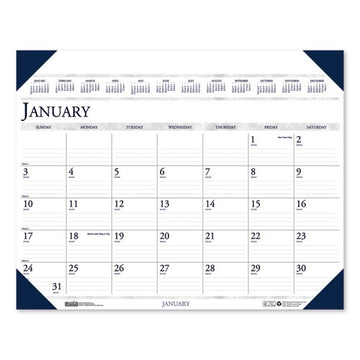 House of Doolittle™ Executive Monthly Desk Pad Calendar, 24 X 19, White-blue Sheets, Blue Corners, 12-month (jan To Dec): 2022 freeshipping - TVN Wholesale